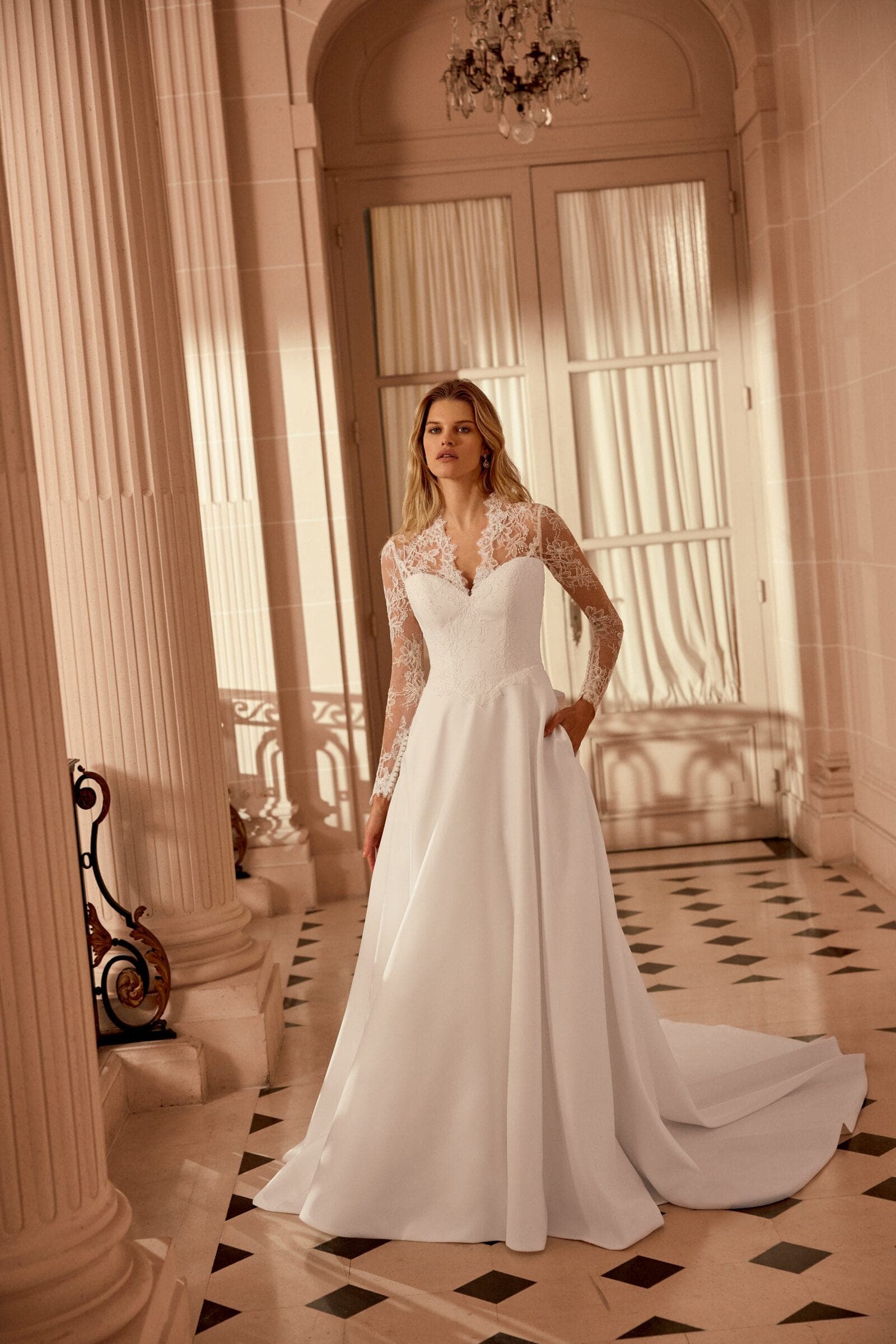 Abito da sposa Nadia Justin Alexander, vista frontale — atelier Scuderi Spose Trapani