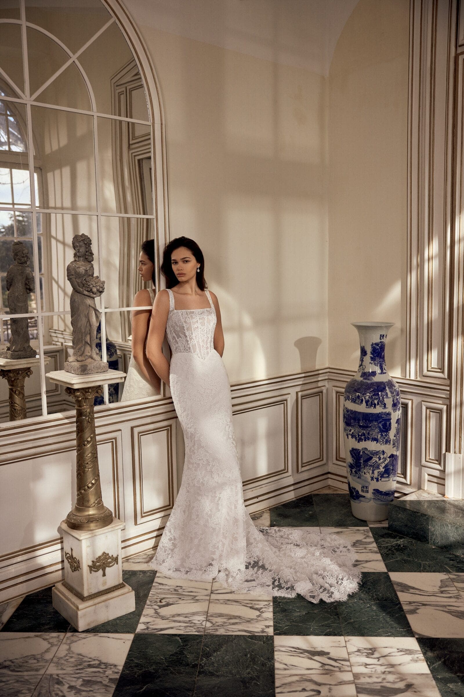 Abito da sposa Navy Justin Alexander, vista frontale — atelier Scuderi Spose Trapani
