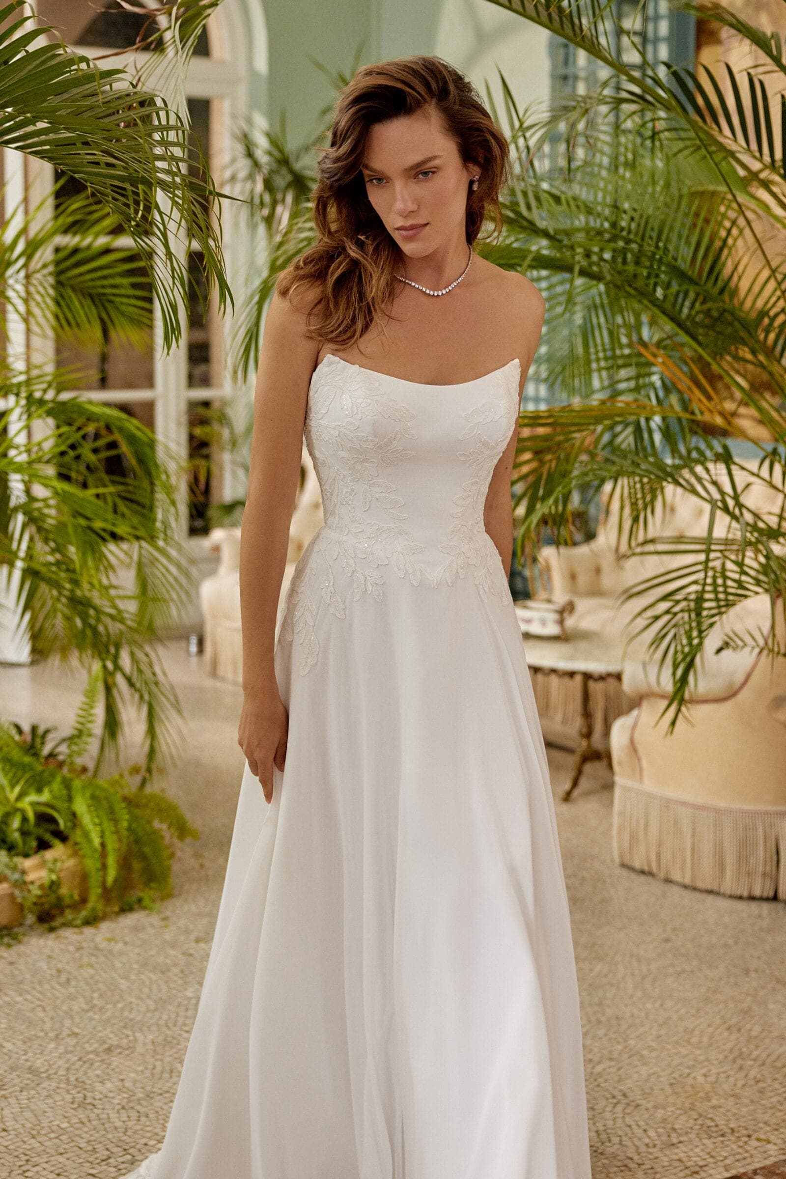 Abito da sposa Melody Justin Alexander, dettaglio del corpetto — atelier Scuderi Spose Trapani