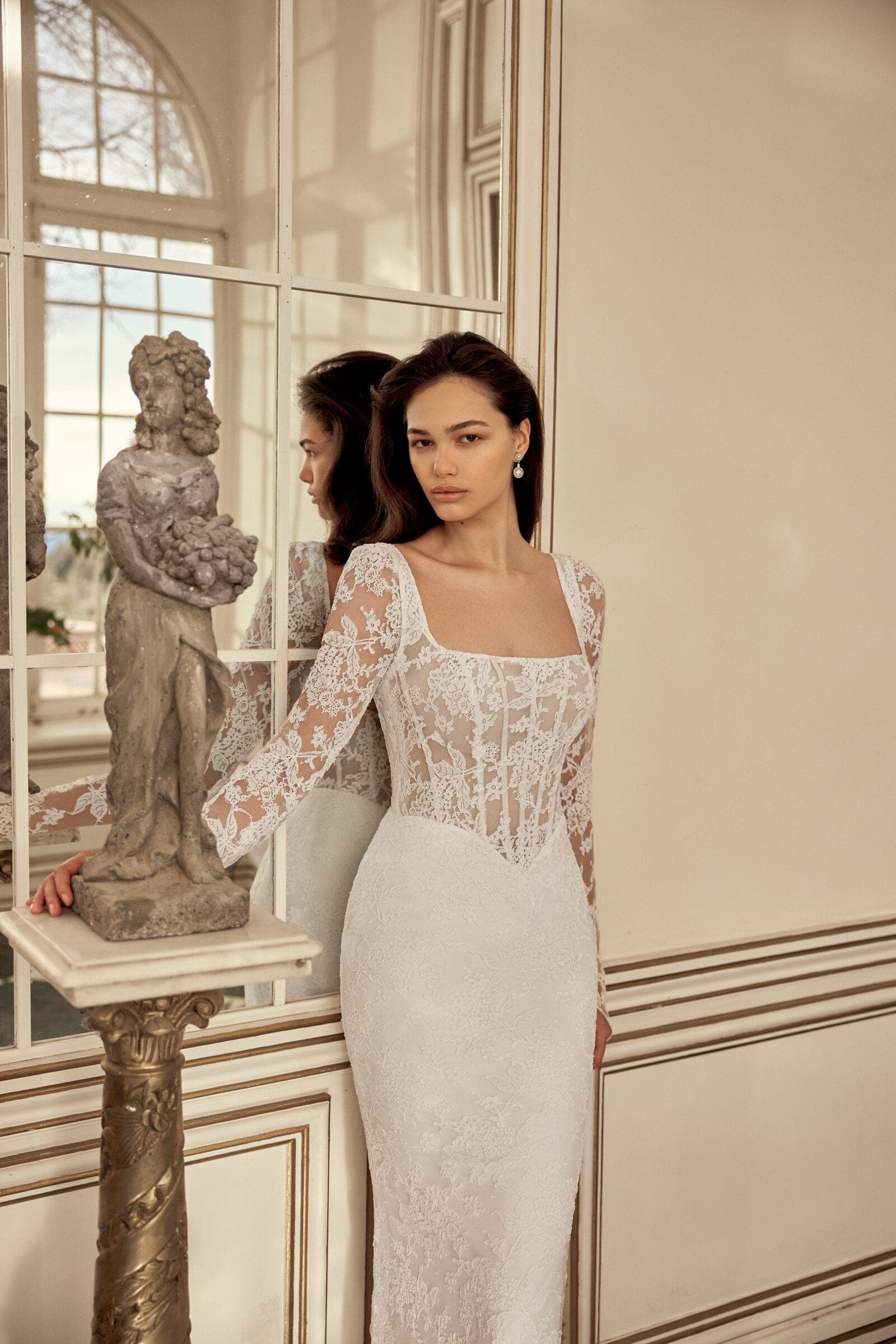 Abito da sposa Navy Justin Alexander, dettaglio del corpetto — atelier Scuderi Spose Trapani