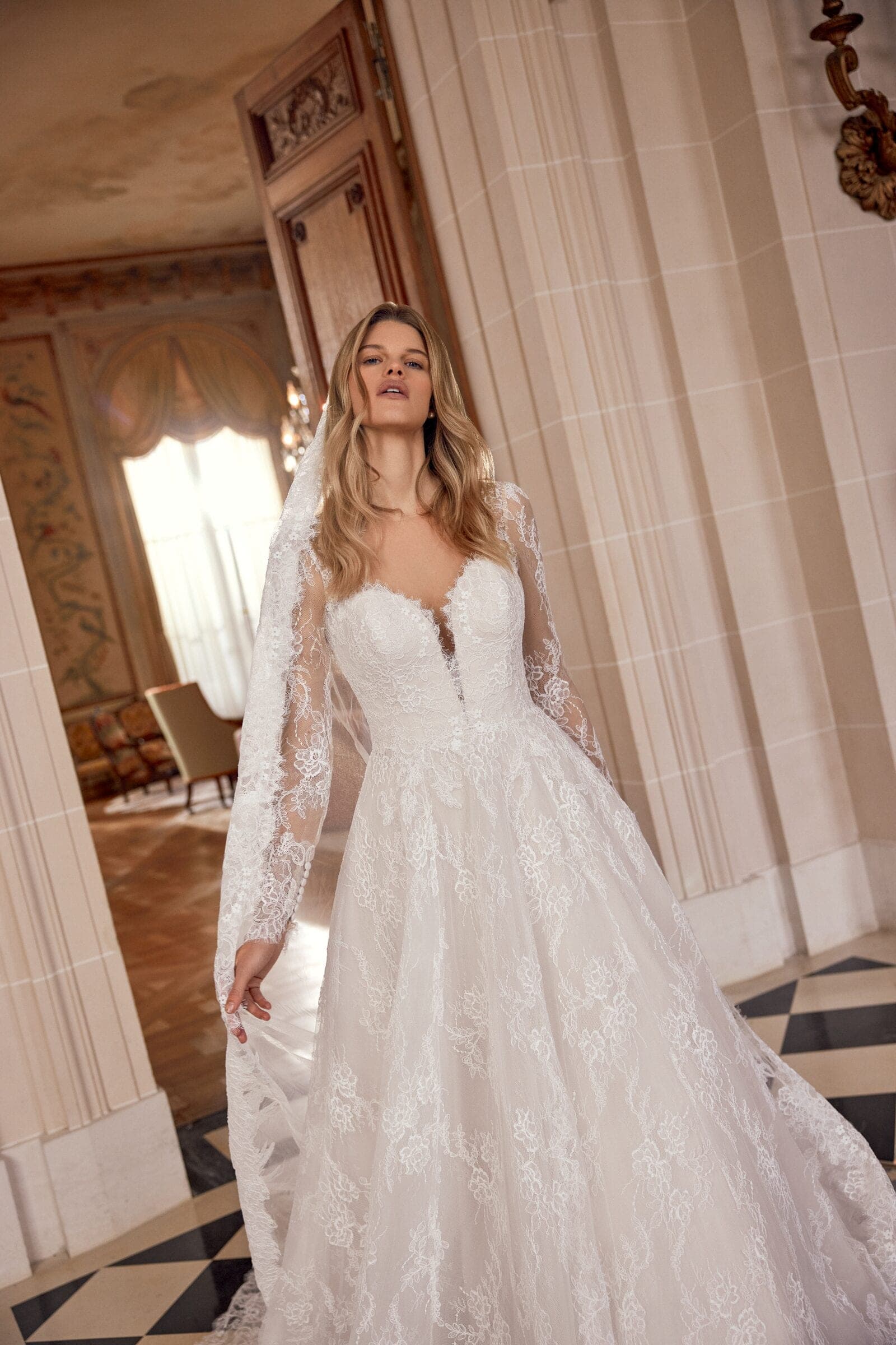 Abito da sposa Nela Justin Alexander, dettaglio del corpetto — atelier Scuderi Spose Trapani