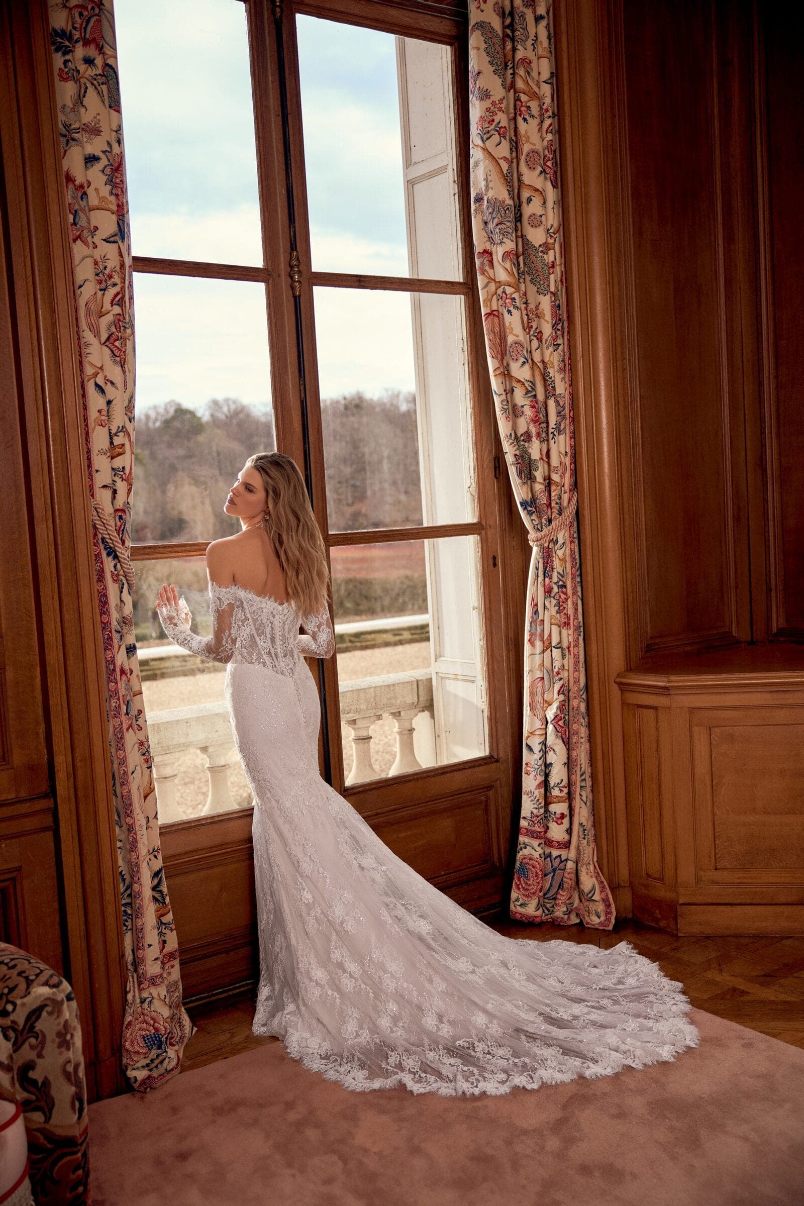 Abito da sposa Nicoletta Justin Alexander, vista posteriore — atelier Scuderi Spose Trapani