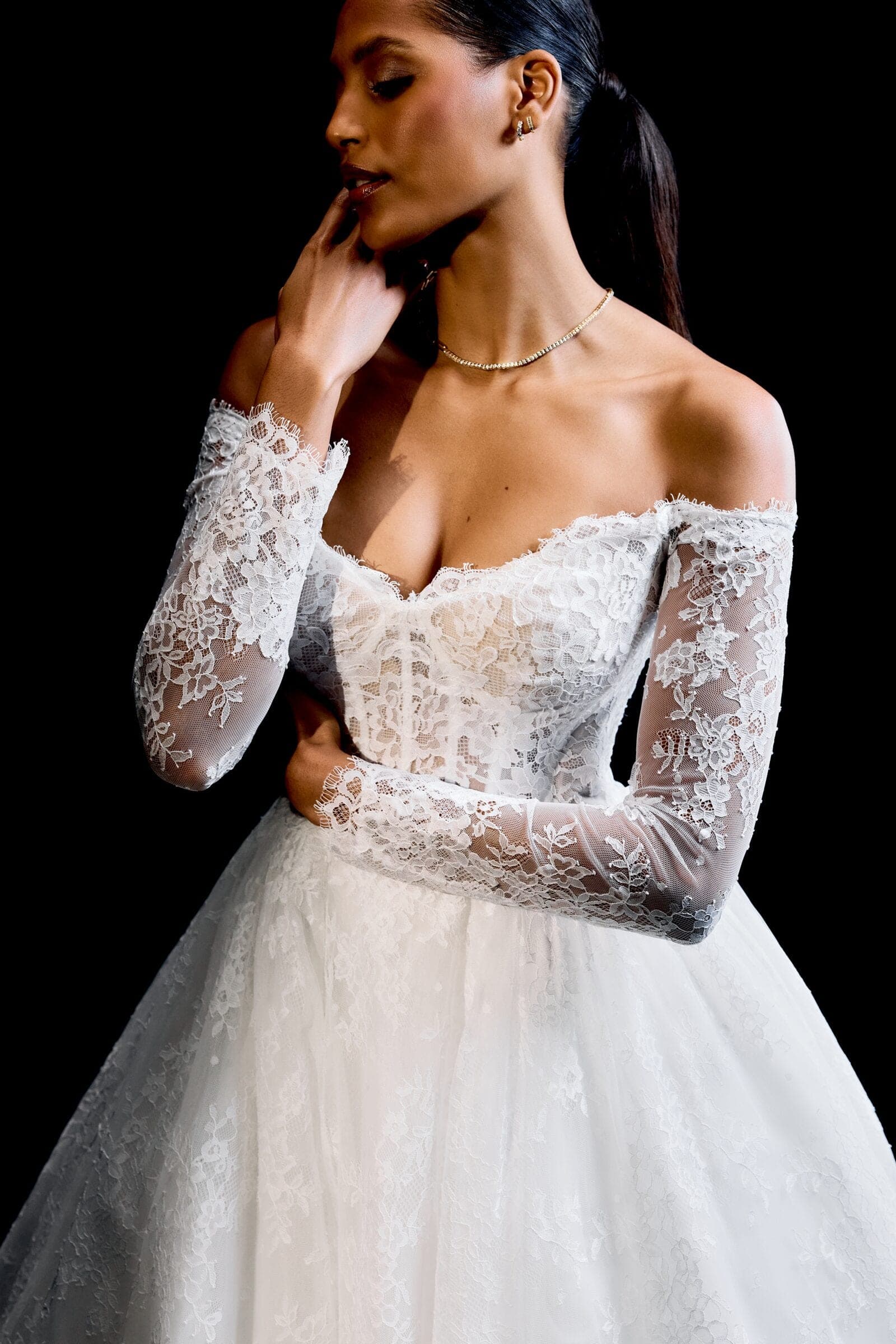 Abito da sposa Miyako Justin Alexander Signature, dettaglio della lavorazione — atelier Scuderi Spose Trapani
